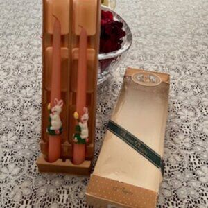 Beeswax Designs Inc. Easter Rabbit Handmade 12" Pair of Tapered Candles